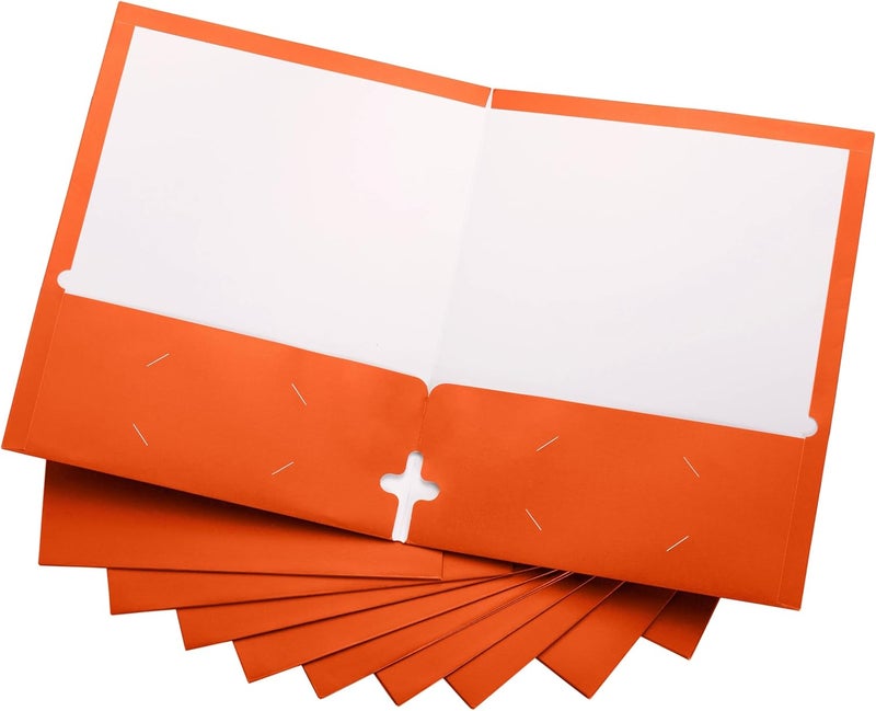 ACTIVITYYA 10 Pack Two Pocket Folders, Orange, Strong Thick Paper Folders, for Letter Size, by - Image 1